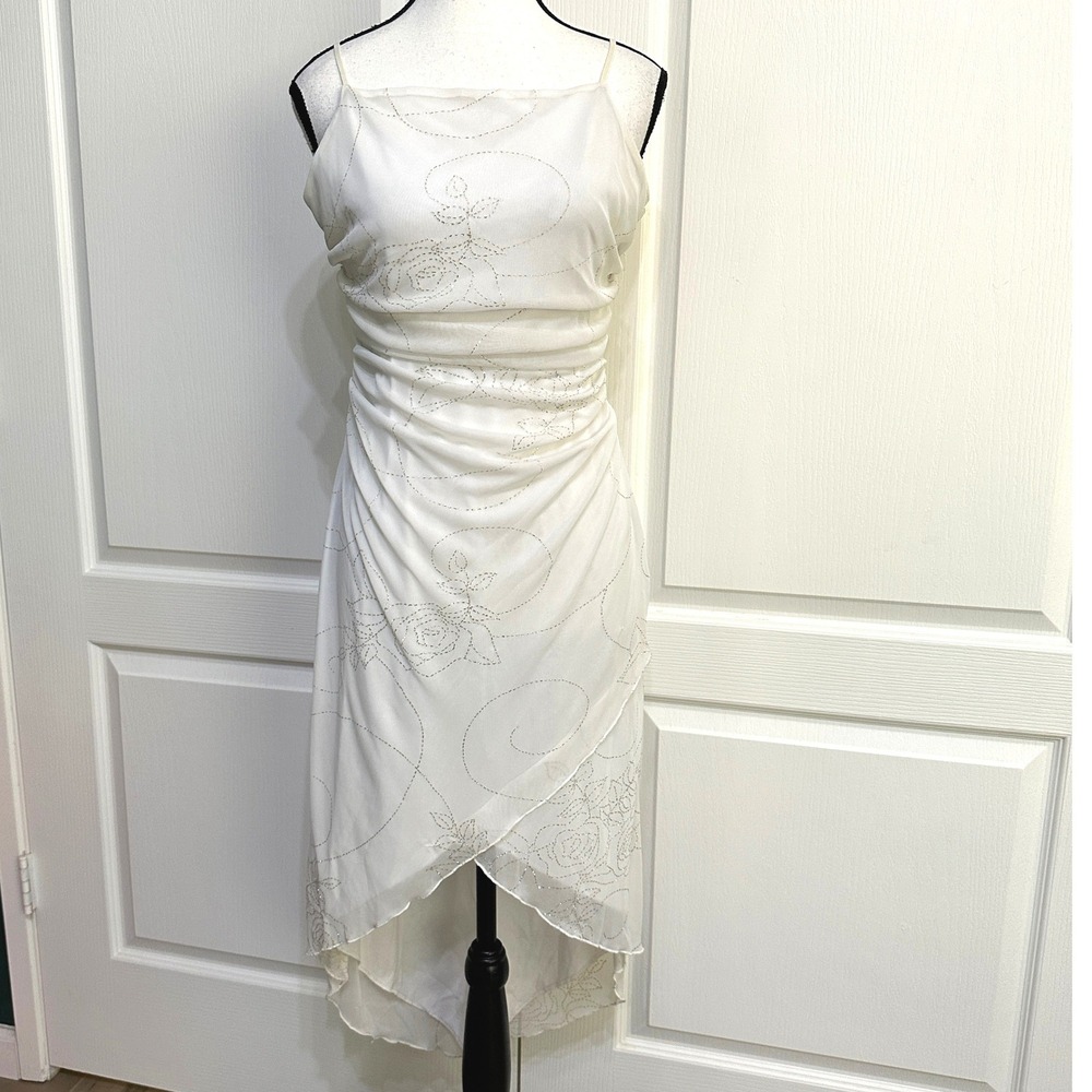 VTG City Triangles Y2K Glitter Rose Dress Large Fairycore Whimsigoth Asymmetric - Picture 13 of 14